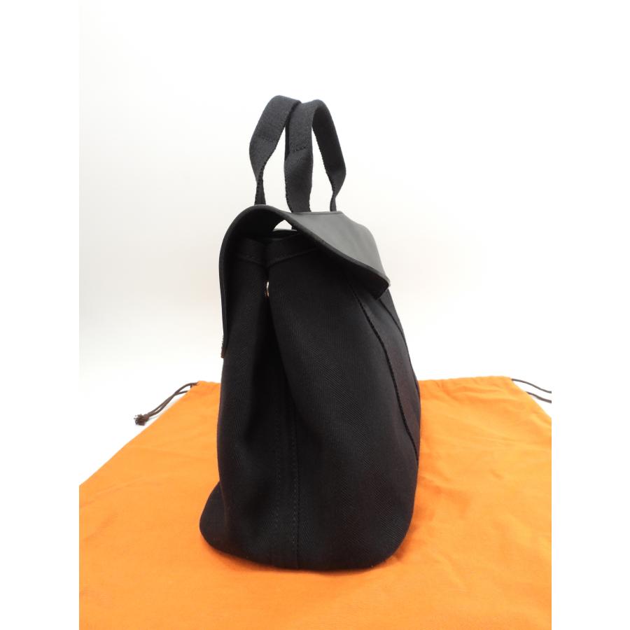 HERMES（エルメス） ヴァルパライソPM コットン/レザー 黒 トート