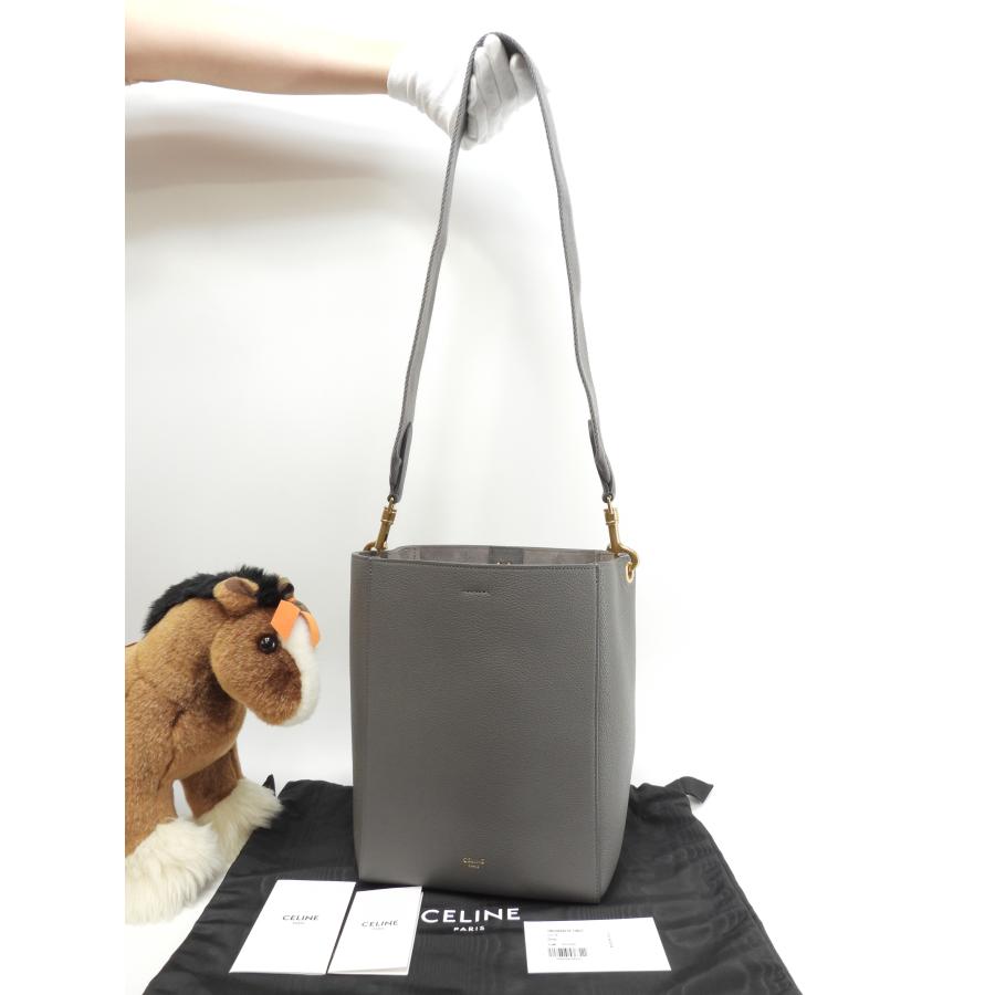 CELINE（セリーヌ） サングルバケット スモール レザー灰 