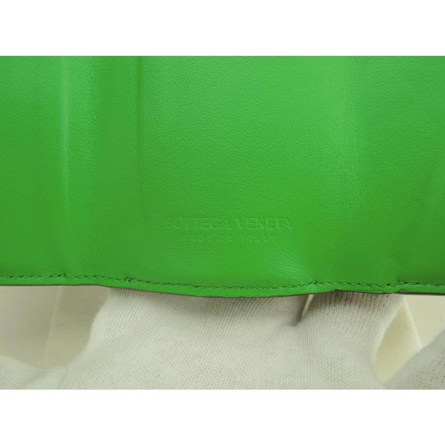 ボッテガヴェネタ ミニウォレット 中イントレチャート レザー黒緑 コンパクト財布@P02788512J チャート 黒