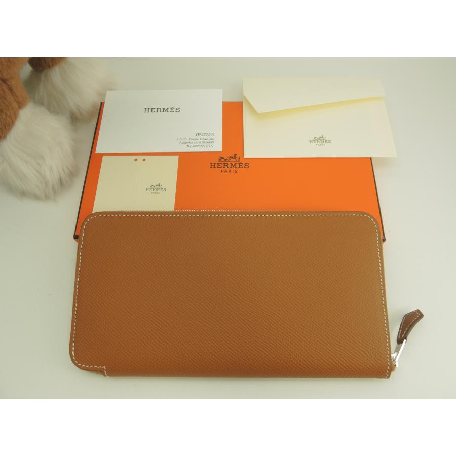 エルメス アザップロングシルクイン ヴォーエプソン ラウンドジップウォレット Azap エルメス アザップロングシルクイン ヴォーエプソン ゴールド