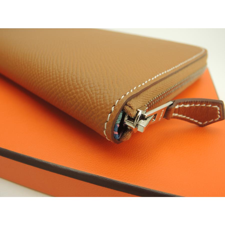 エルメス アザップロングシルクイン ヴォーエプソン ラウンドジップウォレット Azap エルメス アザップロングシルクイン ヴォーエプソン ゴールド