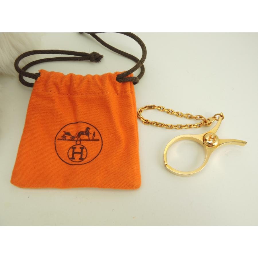 美品　エルメス　グローブホルダー　フィルー　ゴールド　チャーム　キーホルダー HERMES エルメス バッグチャーム フィルー ゴールド キーリング