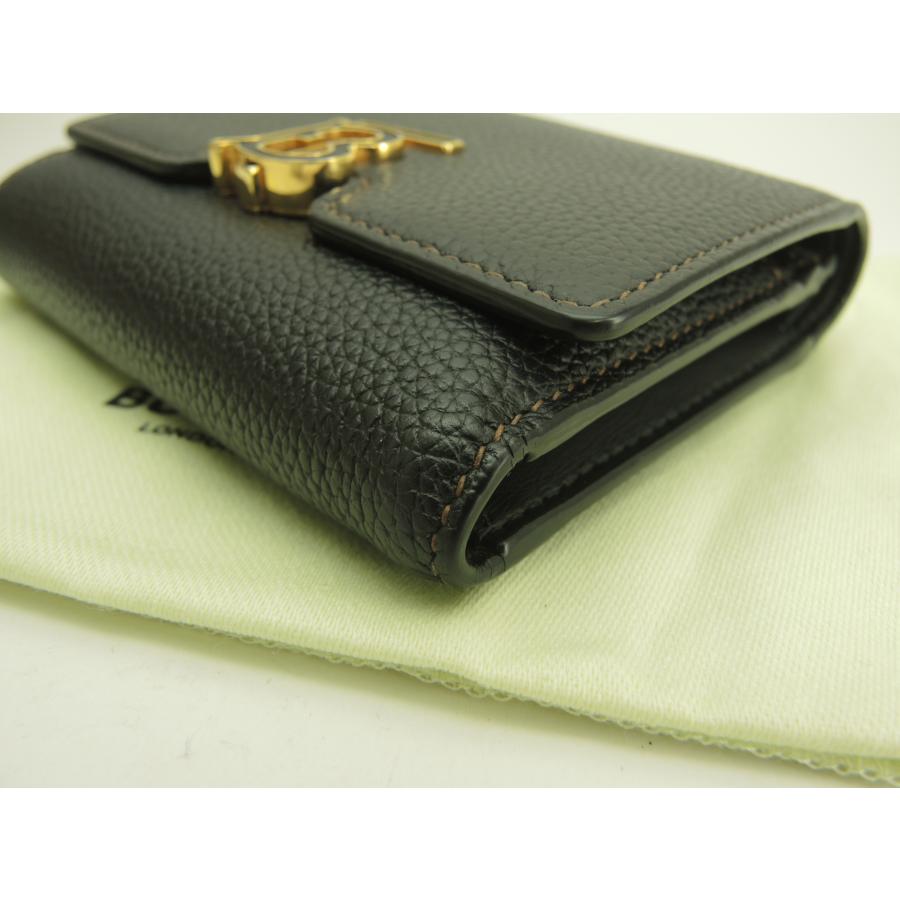 バーバリー　美品　ブラックレザー　三折コンパクトウオレット　ガマ口ケース バーバリー美品ブラックレザー三折コンパクトウオレットガマ口コインケース