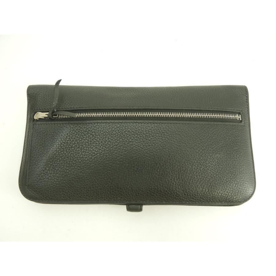 Dogon エルメス ドゴンロング トゴ黒 シルバー金具 2折長財布 ロング