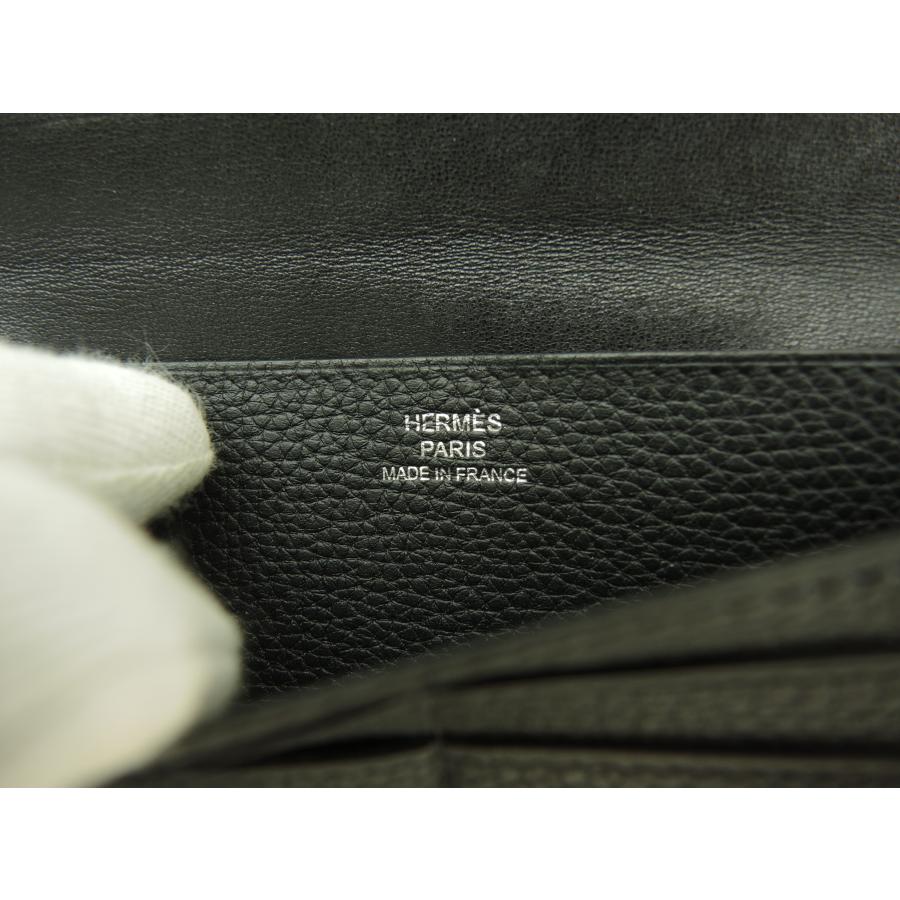Dogon エルメス ドゴンロング トゴ黒 シルバー金具 2折長財布 ロング