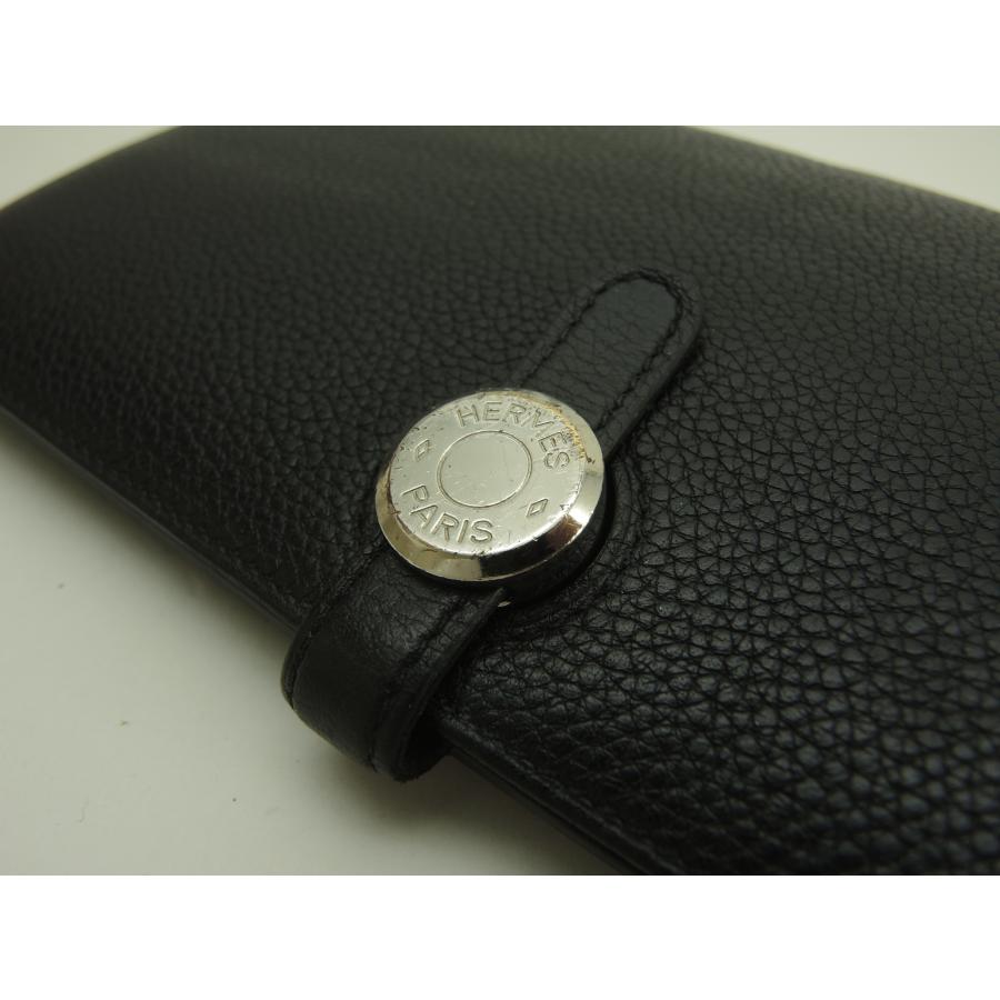Dogon エルメス ドゴンロング トゴ黒 シルバー金具 2折長財布 ロング