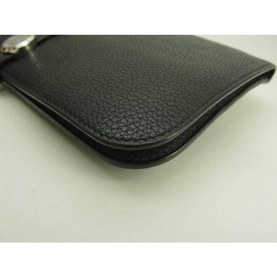 Dogon エルメス ドゴンロング トゴ黒 シルバー金具 2折長財布 ロング