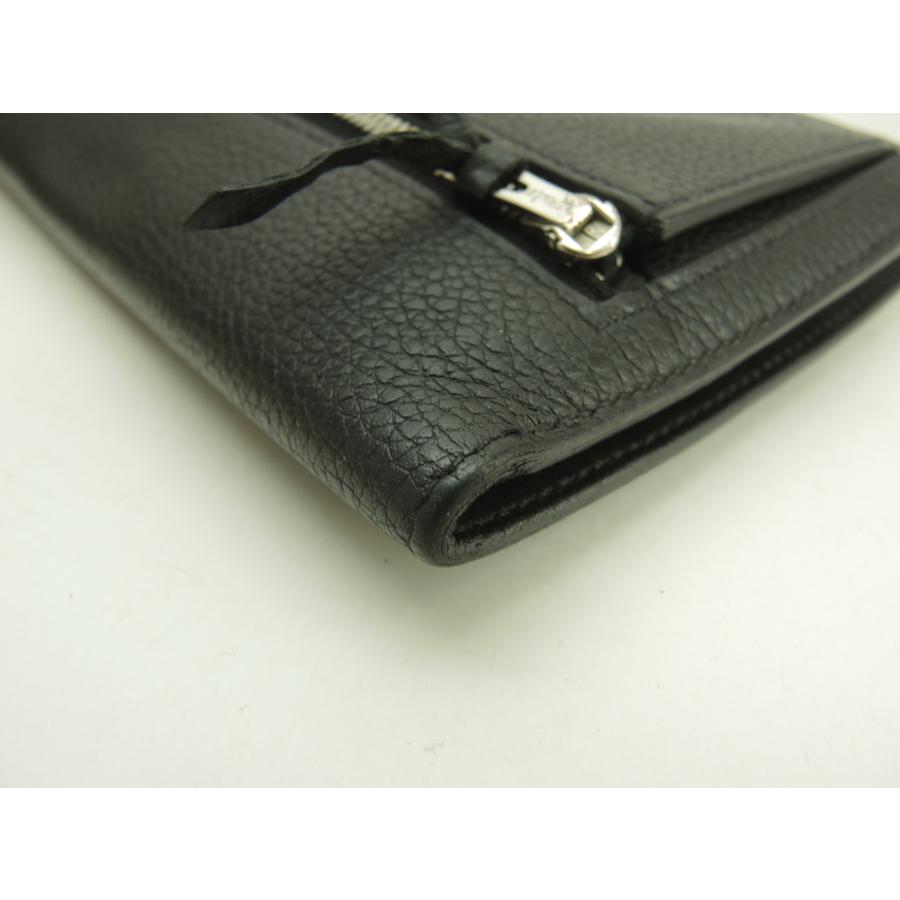 HERMES エルメス ドゴンロング 黒 トゴ シルバー金具 美品 Dogon エルメス ドゴンロング トゴ黒 シルバー金具 2折長財布 ロング