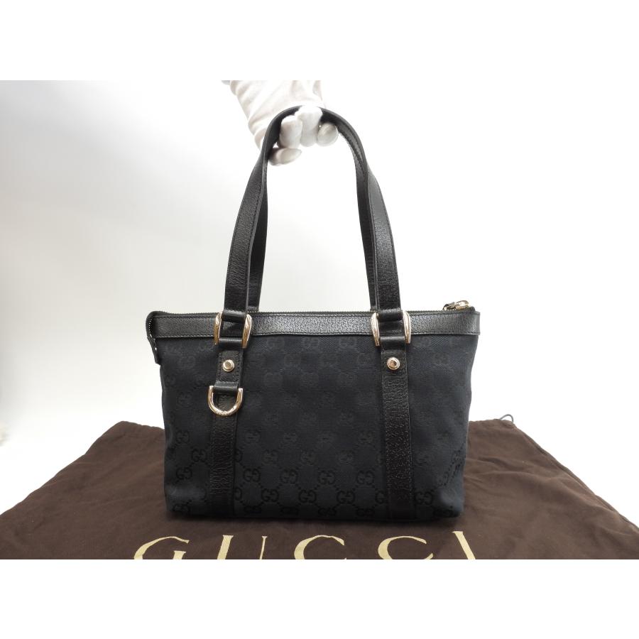 GGキャンバス グッチ トートバッグ小 GG デニム革黒 ミニハンドバッグ