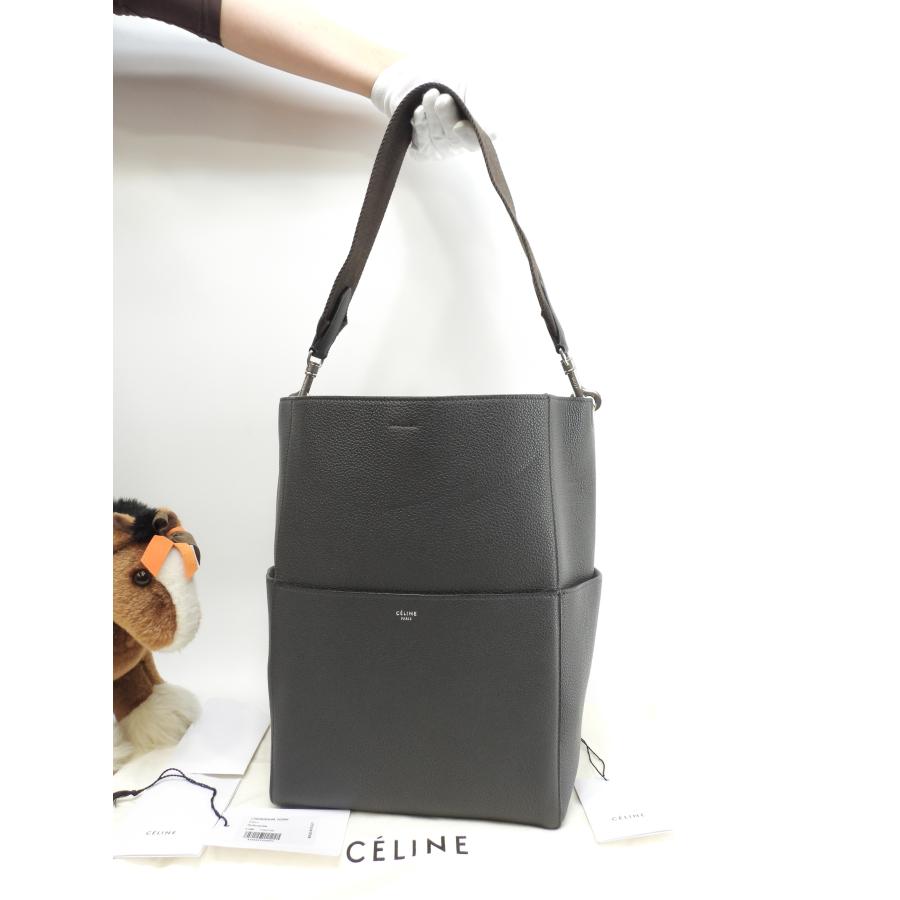 CELINE（セリーヌ） サングルバケット トゴレザー 灰 ホーボーバッグ 