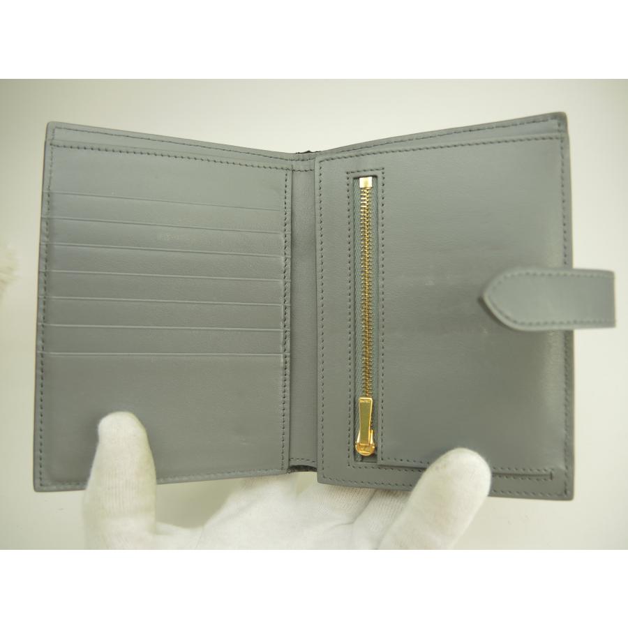 CELINE（セリーヌ） ミディアムストラップウォレット レザー 灰 2つ折