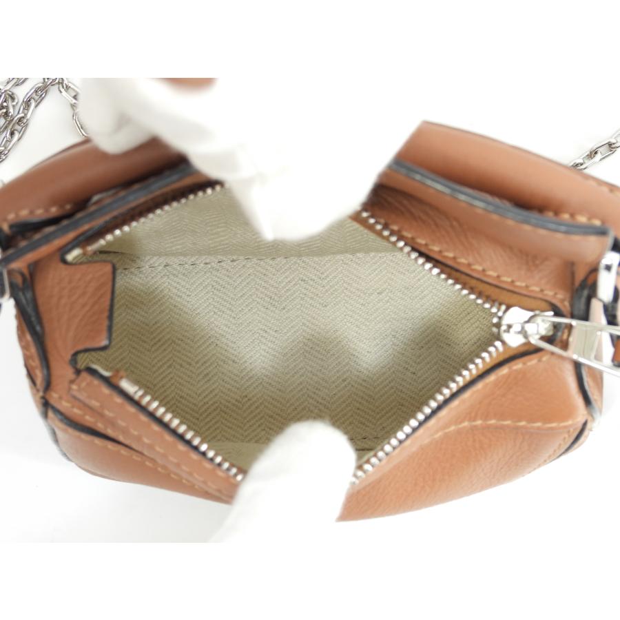 Puzzle（LOEWE） ロエベ パズルバッグ ナノ レザー茶 ミニポシェット