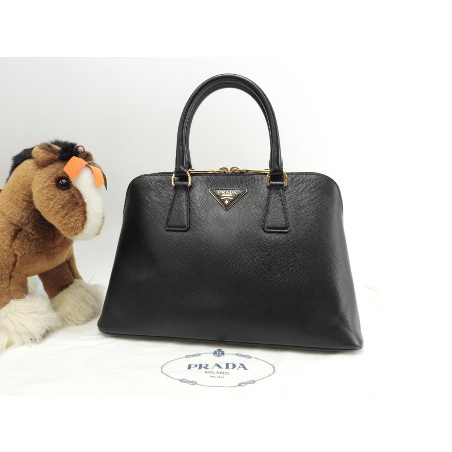 【美品】プラダ　サフィアーノ　三角ロゴ　ビジネス　ハンドバッグ　黒　775 SAFFIANO（PRADA） プラダ ハンドバッグ 三角ロ サフィアーノレザー黒