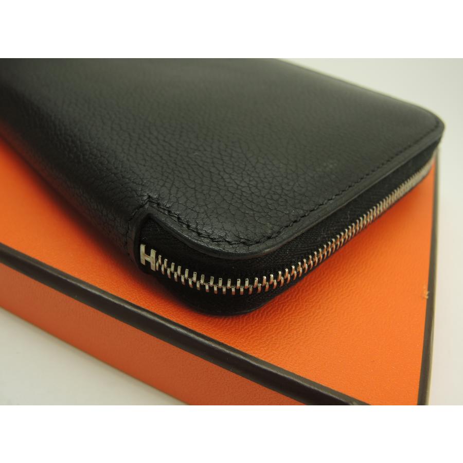 Azap エルメス アザップロングクラシック フルレザー 黒 ラウンド