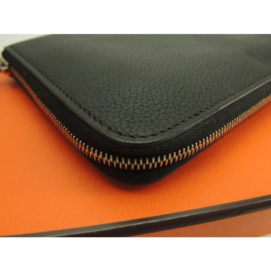 Azap エルメス アザップロングクラシック フルレザー 黒 ラウンド