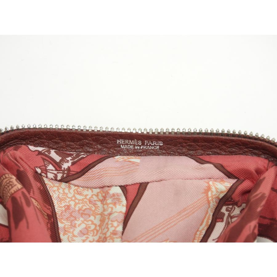 HERMES（エルメス） シルキーポップ シルク白ピンク レザー赤茶 エコ