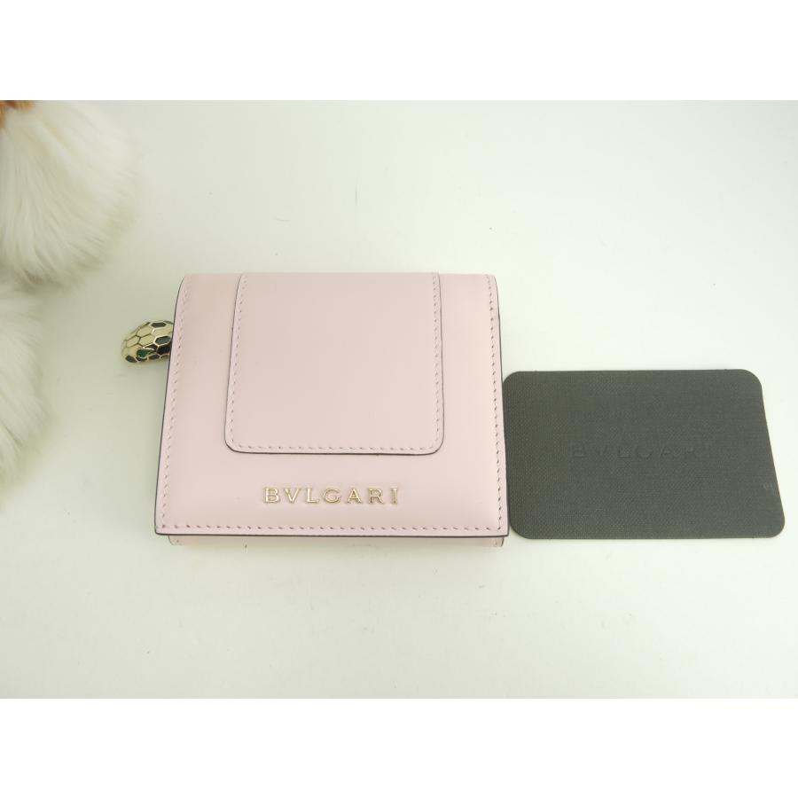 セルペンティ ブルガリ 三折財布 レザー/ピンク ミニ財布 未使用@ 19 