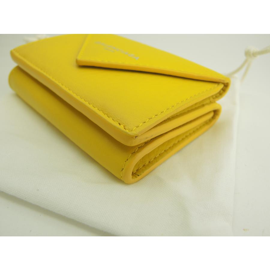 PAPIER（BALENCIAGA） バレンシアガ ミニウォレット ペーパー レザー黄