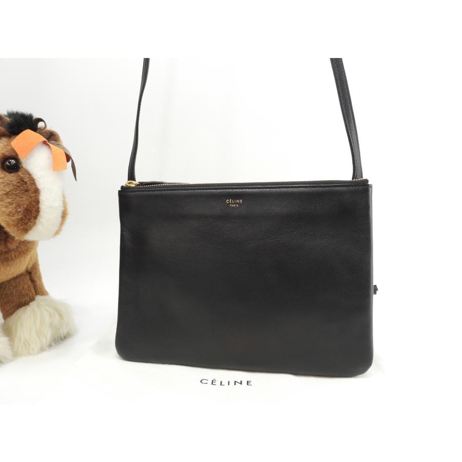 TRIO（CELINE） セリーヌ トリオラージ スムースレザー黒 クロス