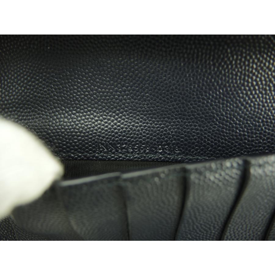 SAINT LAURENT サンローラン ロングウォレット 型押レザー 紺 ラウンド