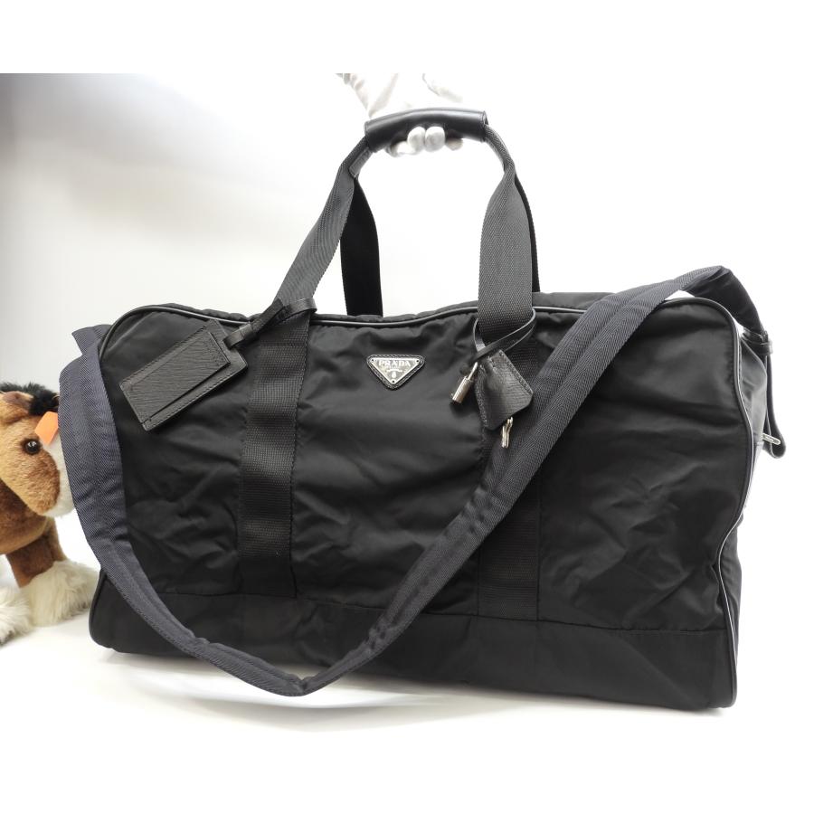 PRADA（プラダ） s付ボストンバッグ大 三角プレート ナイロン革黒