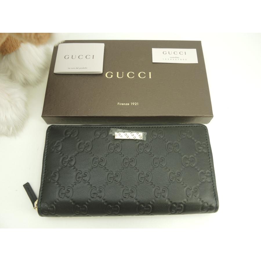 グッチシマ グッチ ロングウォレット シマ レザー黒 GGスプリーム