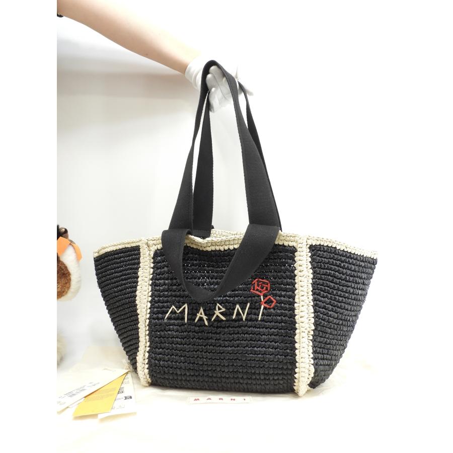 MARNI（マルニ） 2wayトートバッグ カゴバッグ レーヨン黒ベージュ 