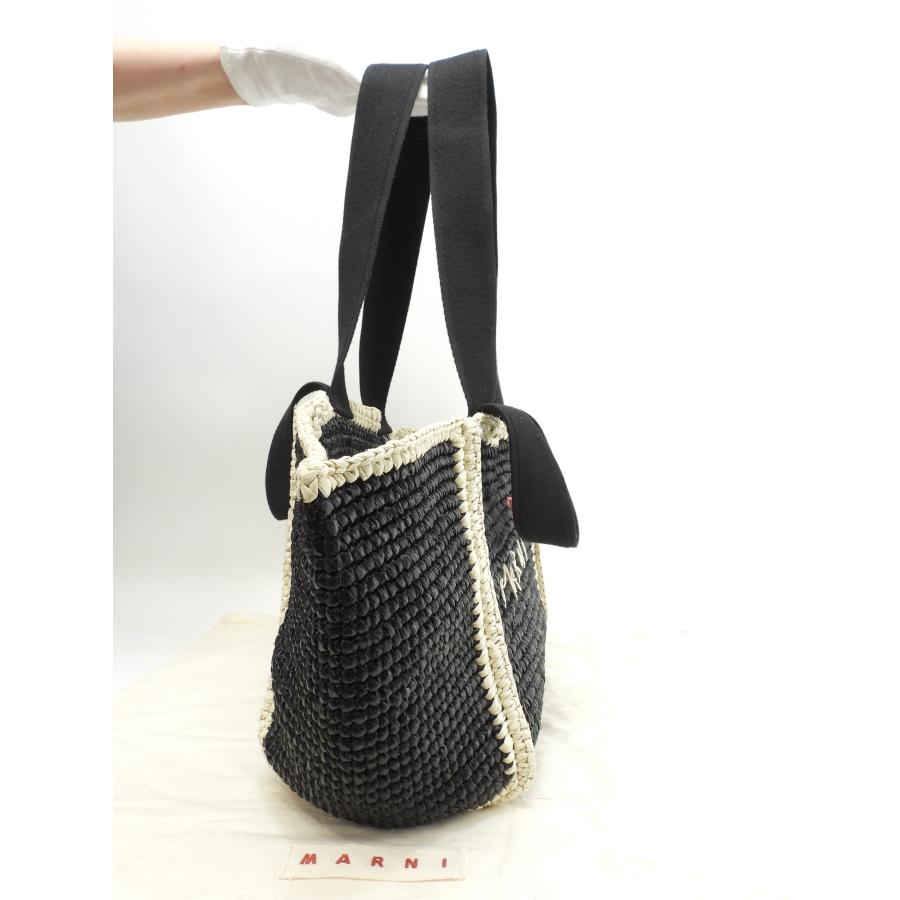 MARNI（マルニ） 2wayトートバッグ カゴバッグ レーヨン黒ベージュ 