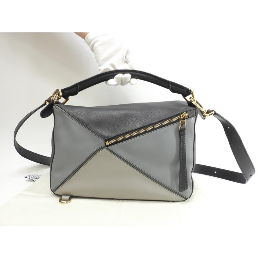 Puzzle（LOEWE） ロエベ パズルバッグ ミディアム レザー灰黒 