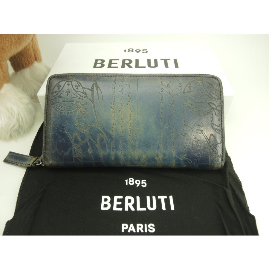 Berluti（ベルルッティ） イタウバ カリグラフィ レザー青 ジップ長