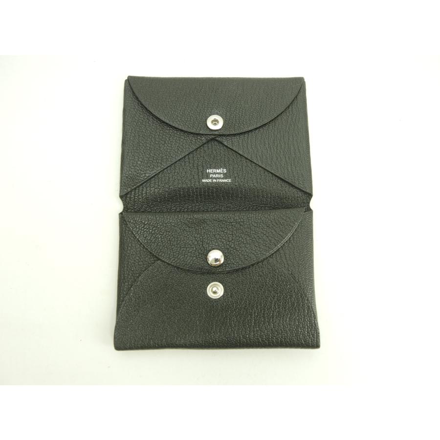 エルメス HERMES カルヴィ デュオ ブラック 黒 ミニ財布 HERMES（エルメス） カルヴィデュオ シェーブルレザー 黒 コンパクト