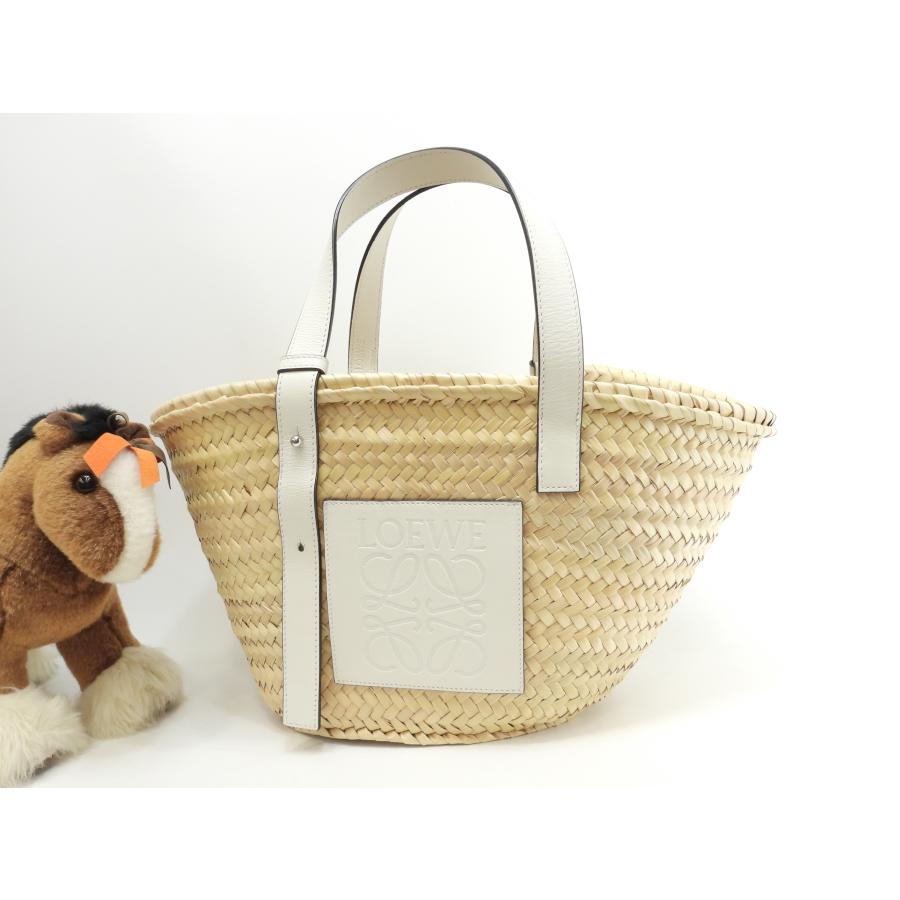 Basket（LOEWE） ロエベ バスケット カゴバッグ中 ナチュラル白革 