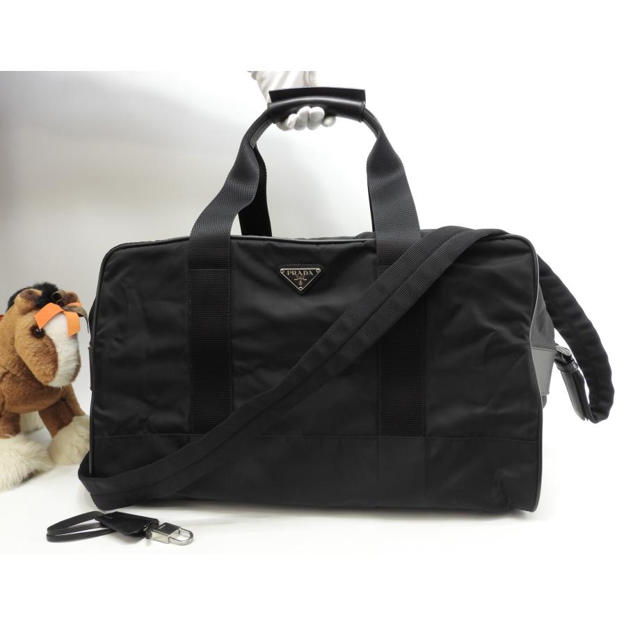 【正規品】PRADA プラダ　ボストンバック　黒 PRADA（プラダ） s付ボストンバッグ 三角プレート ナイロン