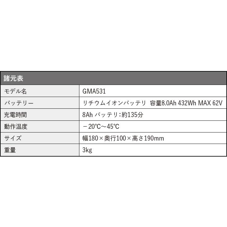 HAIGE（ハイガー） バッテリー 62V 大容量型 YOTUKA GMA531 （除雪機YS 