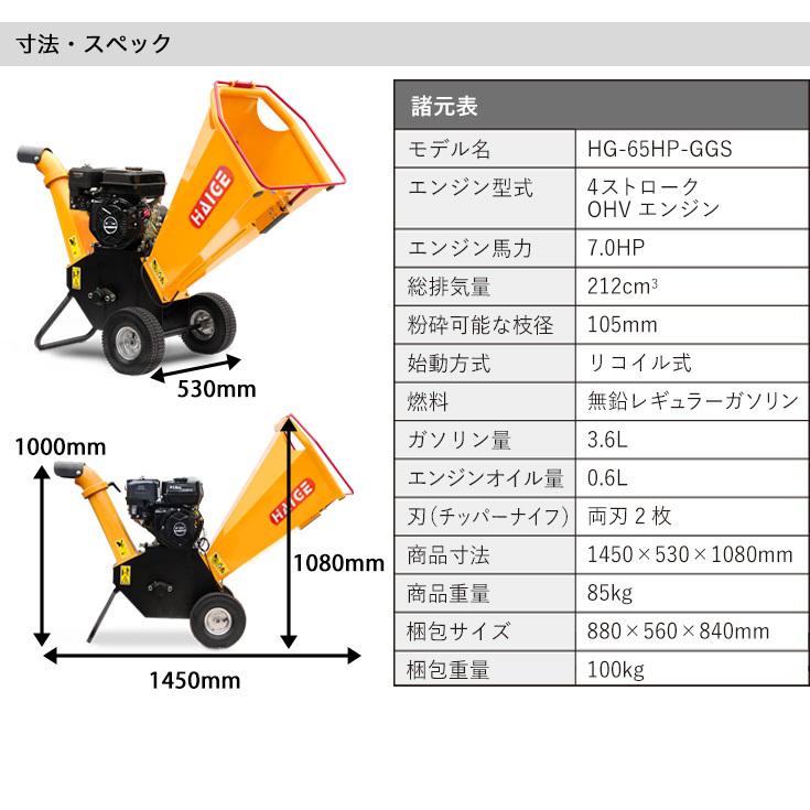粉砕機 ウッドチッパー 6 5馬力 Hg 65hp Ggs ガーデンシュレッダー エンジン式 送料無料 家庭用 1年保証 西濃 Hg 65hp Ggs15n ハイガー産業 通販 Yahoo ショッピング