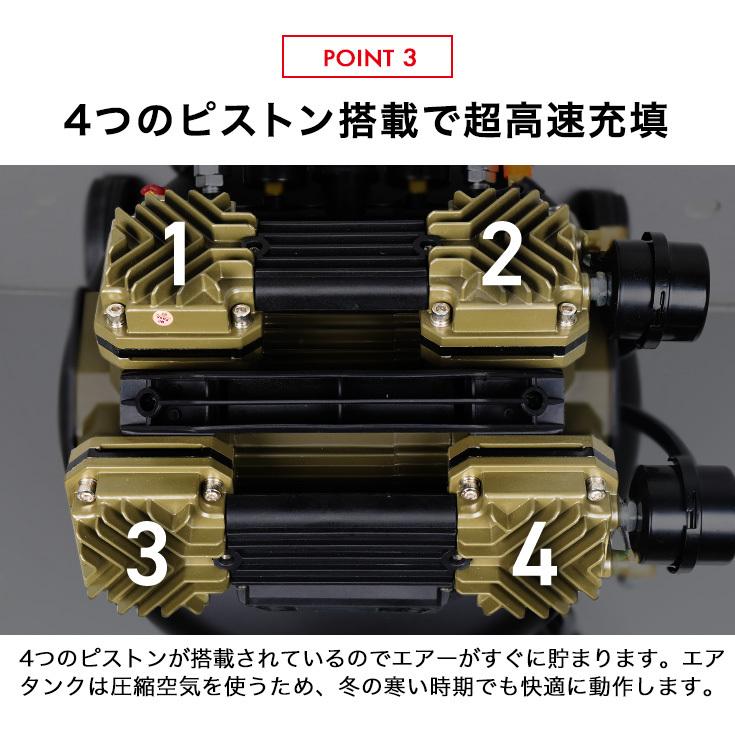 ハイガー公式 エアコンプレッサー 縦型 100V 30L オイルレス 最大圧力1.0MPa 静音 小型 業務用 HG-DC990-30 1年保証｜haige｜09