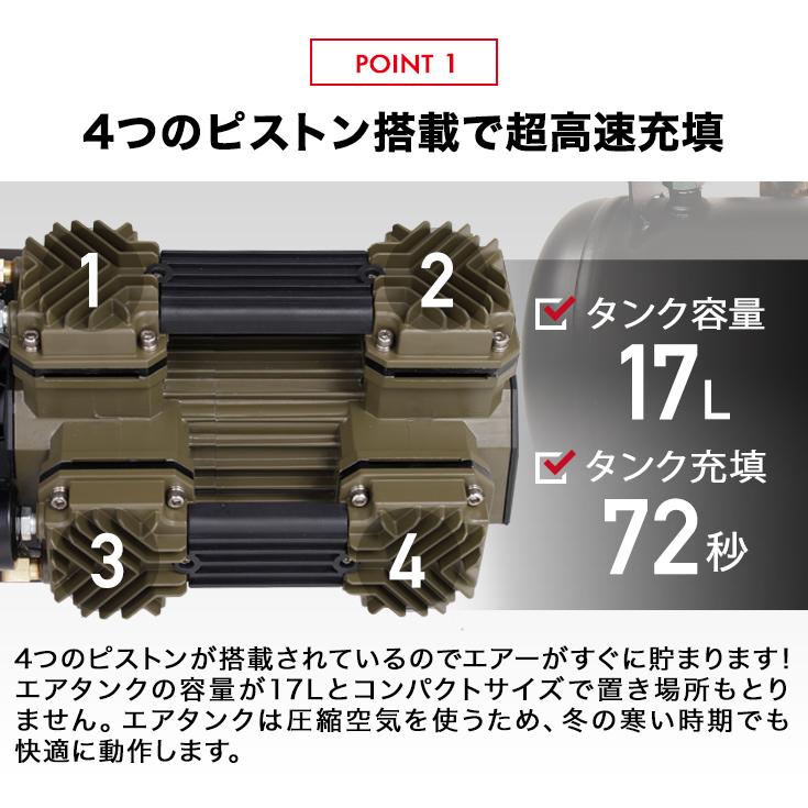 HAIGE ハイガー公式 エアコンプレッサー 100V 17L オイルレス HAIGE ハイガー公式 エアコンプレッサー 100V 17L オイルレス