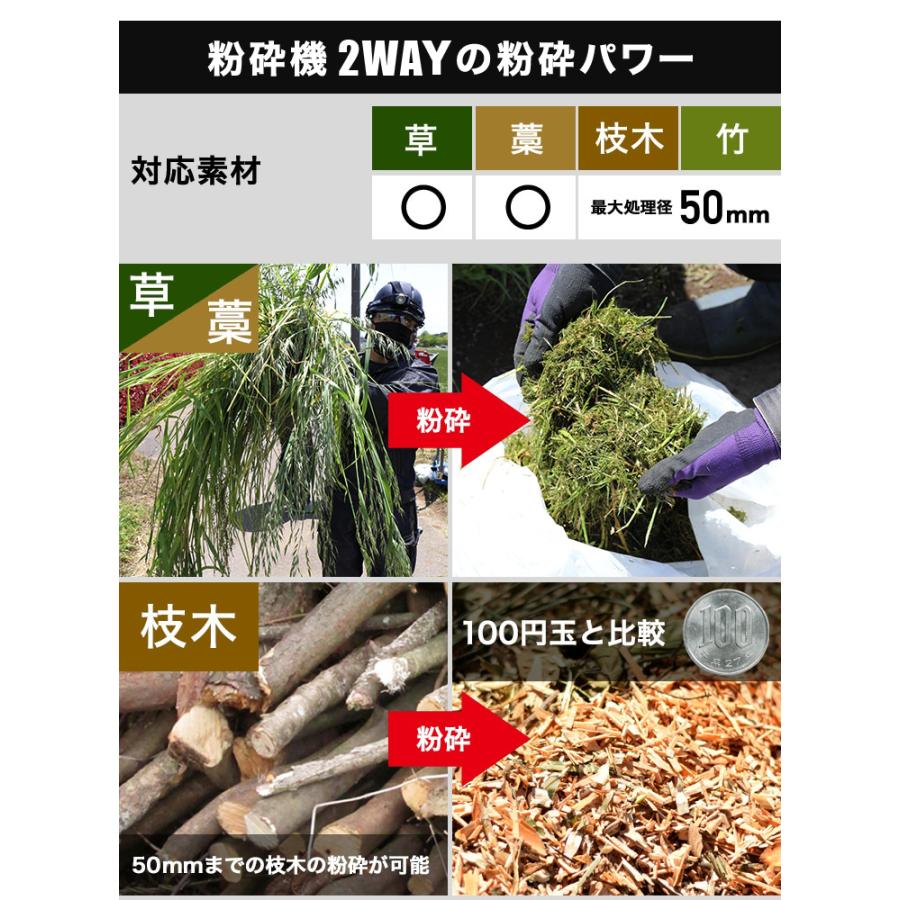 HAIGE ハイガー エンジン粉砕機 ウッドチッパー 草 藁 竹 木 枝