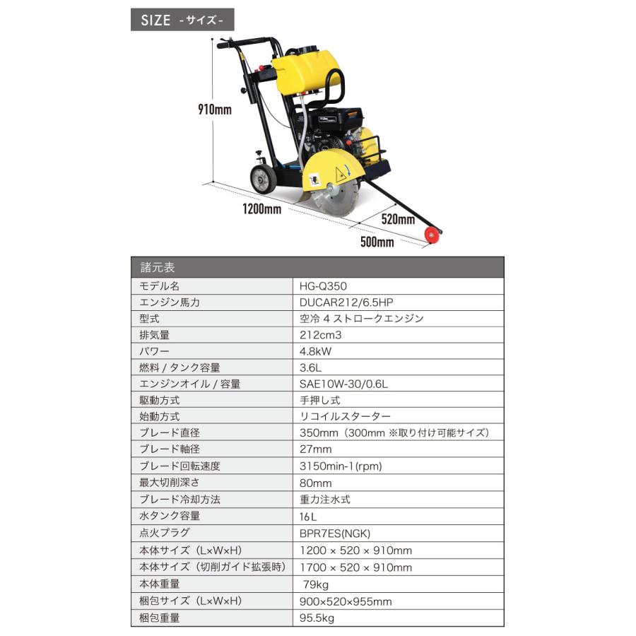 HAIGE ハイガー公式 コンクリートカッター 小型 手押し式 HAIGE ハイガー公式 コンクリートカッター 小型 手押し式