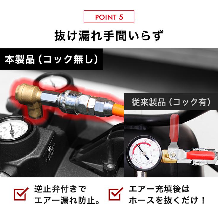 ハイガー公式 エアコンプレッサー アルミ製サブタンク 36L 小型 軽量 最大圧力1.25MPa カプラー4口 YOTUKA YS-DC36LT 1年保証｜haige｜09