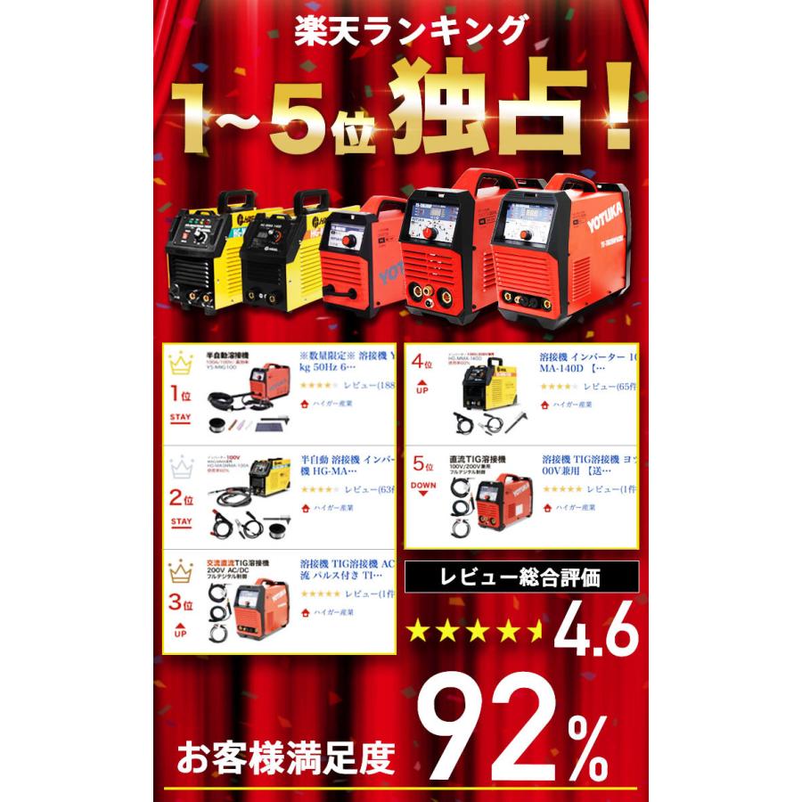 ★4/30 10時まで！クーポン利用で17980円★ハイガー公式＜期間限定特別価格＞半自動溶接機 100V ノンガス MIG溶接 インバーター 小型 YOTUKA YS-MIG100 1年保証｜haige｜02