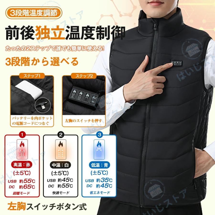 電熱ベスト 新品 日本製 バッテリー付き 速暖 28エリア発熱 3段階温度