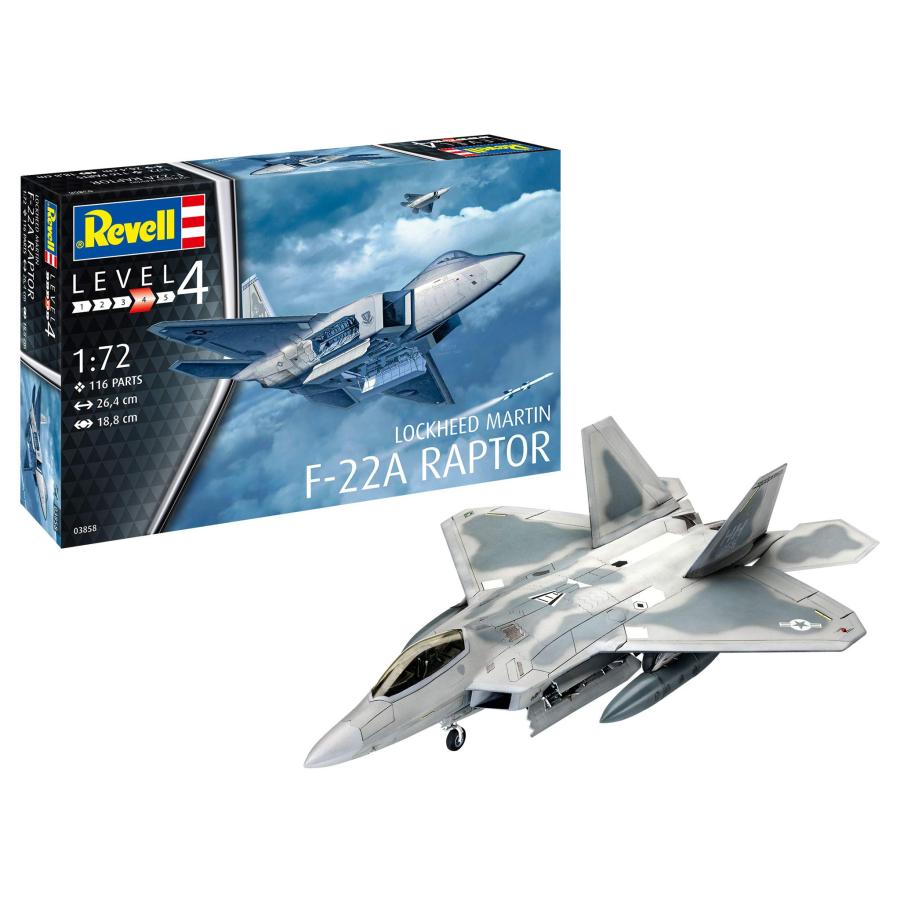 ドイツレベル 1/72 アメリカ空軍 F-22A ラプター プラモデル 03858