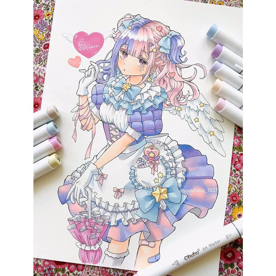 Ohuhu イラストマーカー 筆タイプ 80色81本 プロ愛用 薄色 筆 Ohuhu イラストマーカー 筆タイプ 80色81本 プロ愛用 薄色 筆
