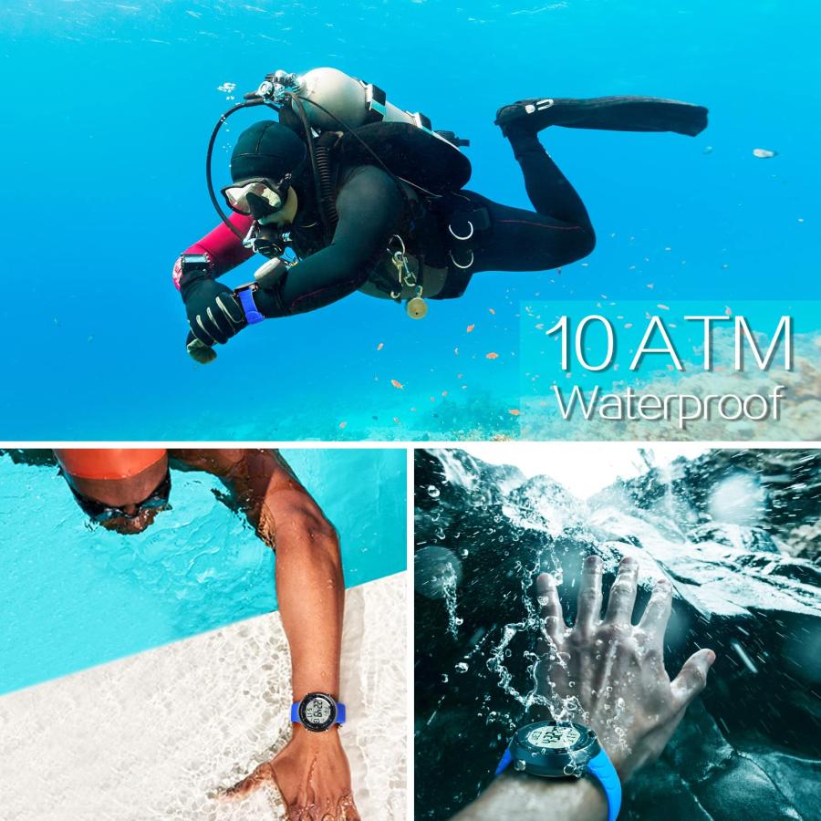 ダイビングのグッズ10点 10 ATM耐水性スポーツ腕時計水泳とダイビング用、機能付き