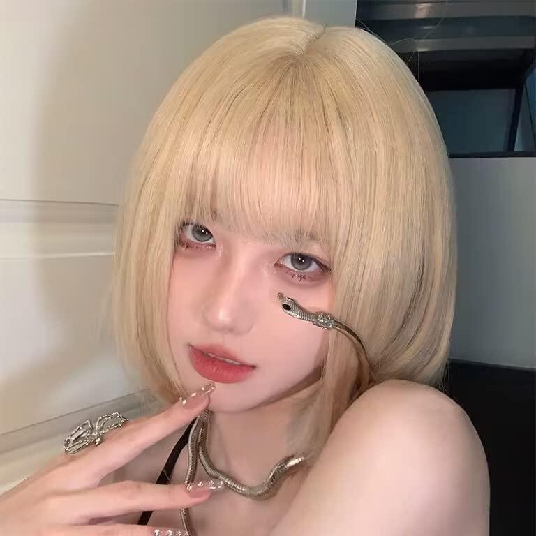 HAIRCUBE ウィッグ ショート ボブ フルウィッグ 金髪 耐熱 自然 大人