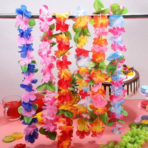 LIOOBO ハワイアンレイ ハワイ レイ 6本 フラダンス ハワイアン