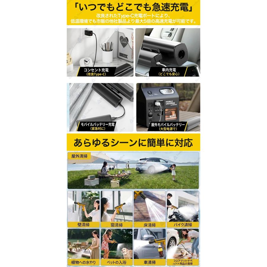 高圧洗浄機 コードレス 家庭用 スポケッタブル USB-C充電式 水道接続