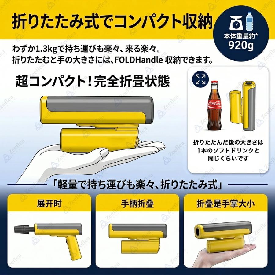 高圧洗浄機 コードレス 家庭用 スポケッタブル USB-C充電式 水道接続