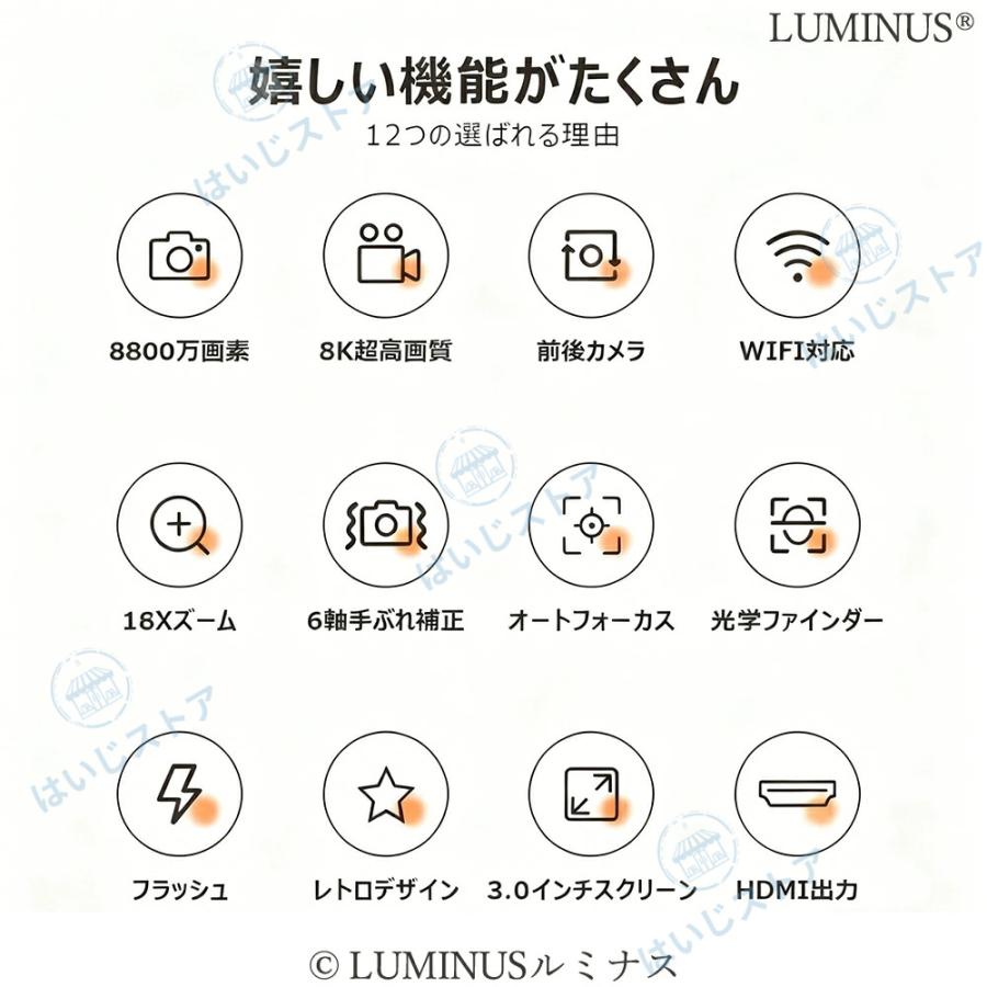 新モデル デジタルカメラ 8K 8800万画素 18倍ズーム WIFI対応 OTG転送